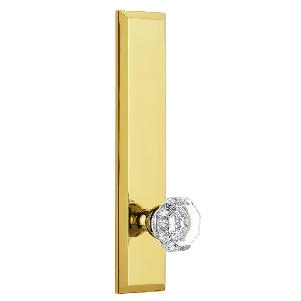 Grandeur by Nostalgic Warehouse FAVCHM Fifth Avenue Tall Plate Privacy with Chambord Knob in Polished Brass